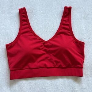 Red Women's Sports Bra With V-Back